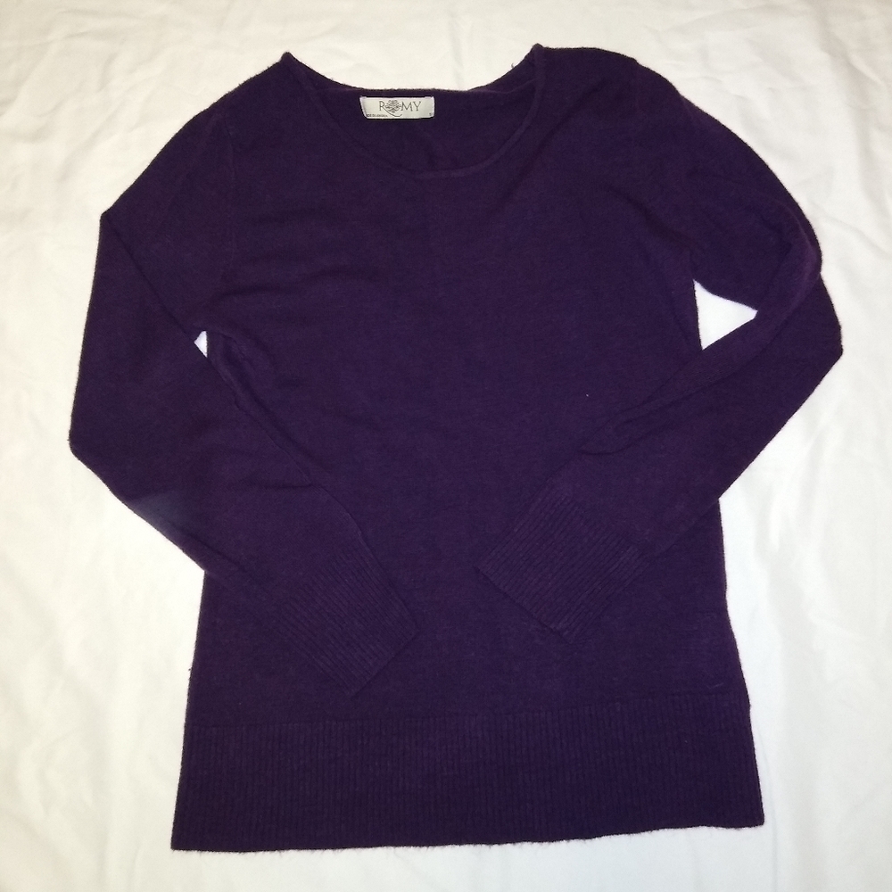 Women's Romy Purple Long Sleeve Pull Over Stretch Sweater Tag Size Small A10
